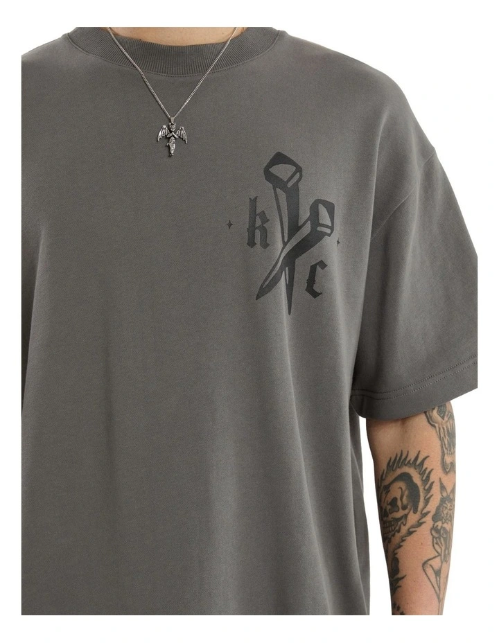 Nailed Loopback Street Tee in Charcoal image 4