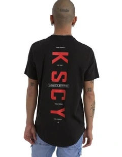 Stamp Dual Curved Tee in Black