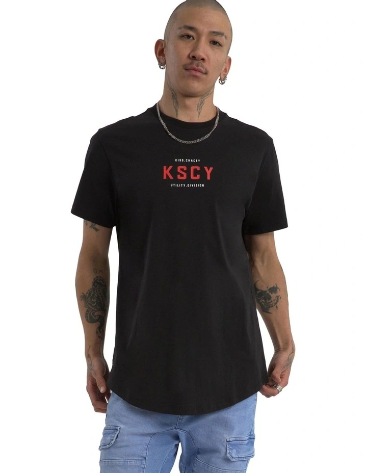 Stamp Dual Curved Tee in Black image 2