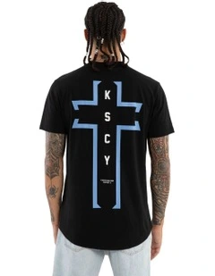 Untold Dual Curved Tee in Black