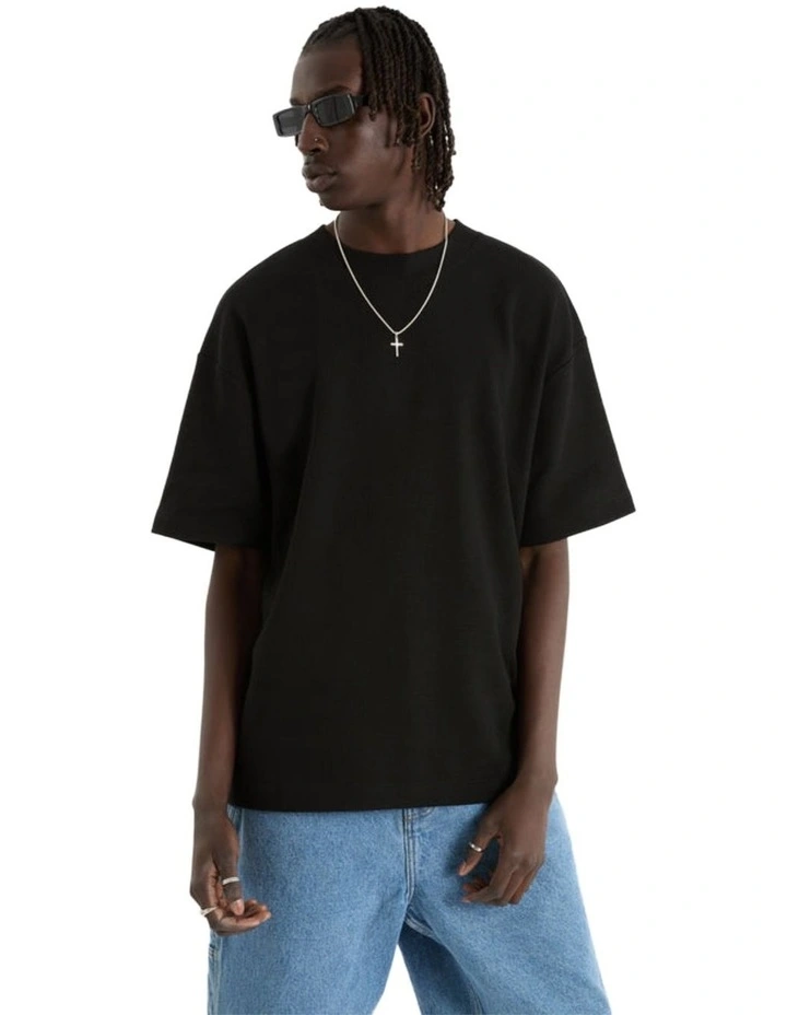 Micro Waffle Street Tee in Black image 1