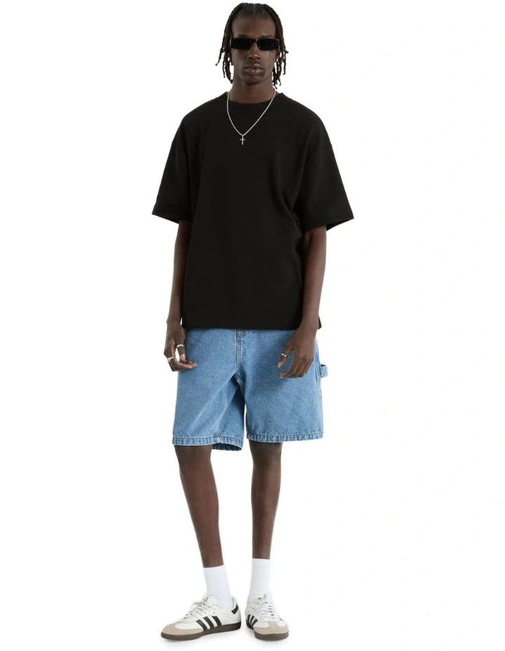 Micro Waffle Street Tee in Black image 3