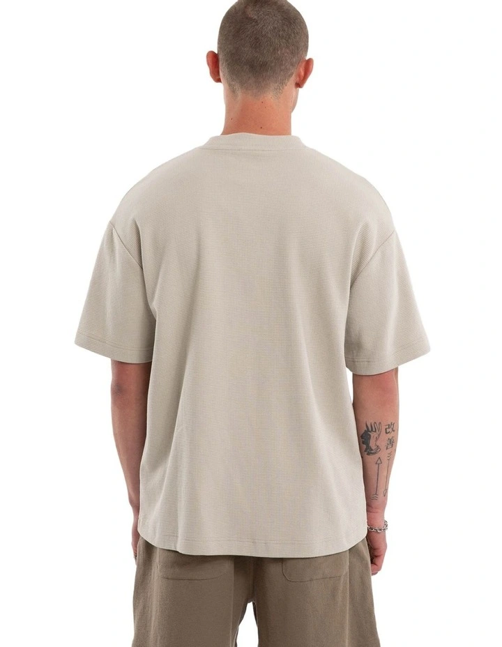 Micro Waffle Street Tee in Beige image 2