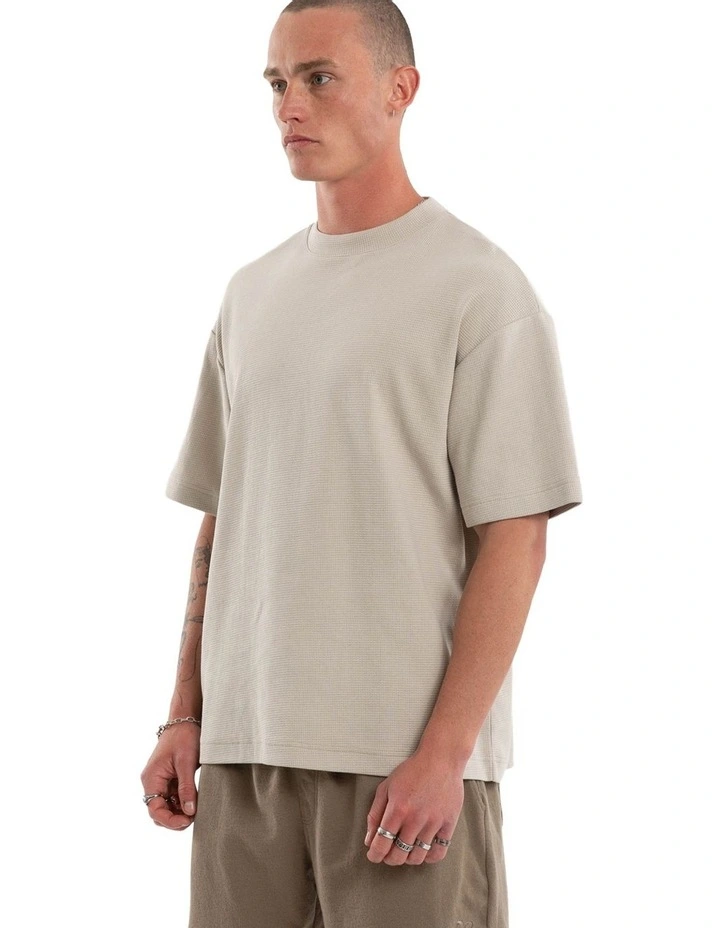 Micro Waffle Street Tee in Beige image 3