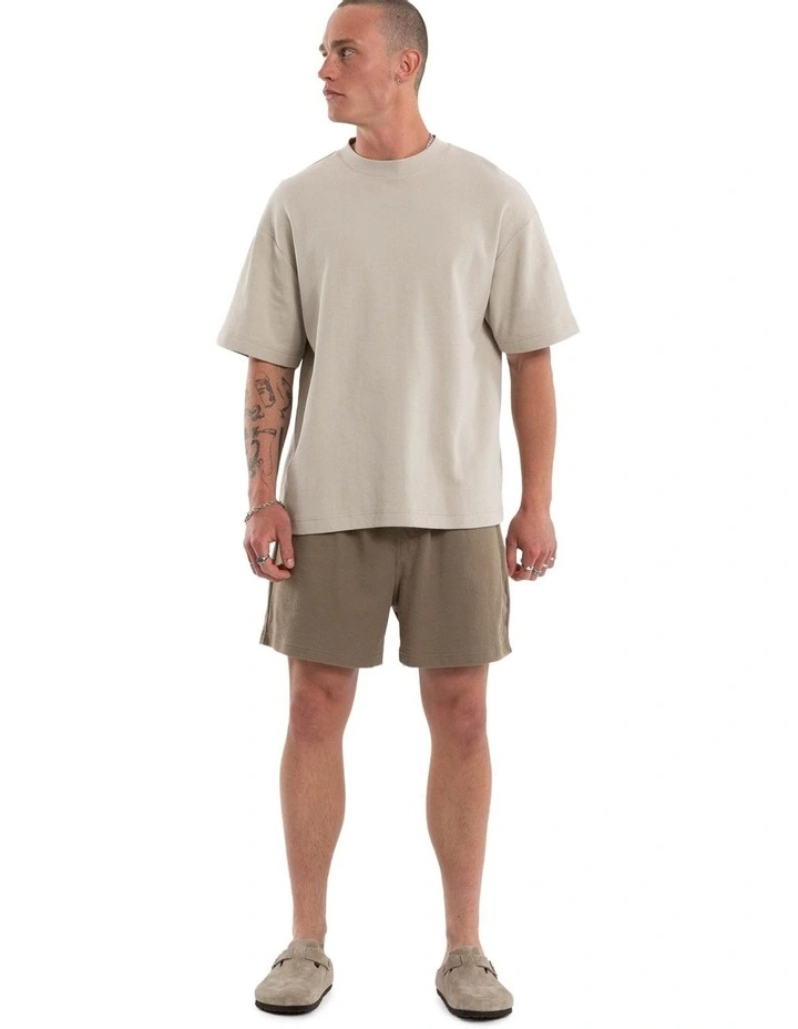 Micro Waffle Street Tee in Beige image 6