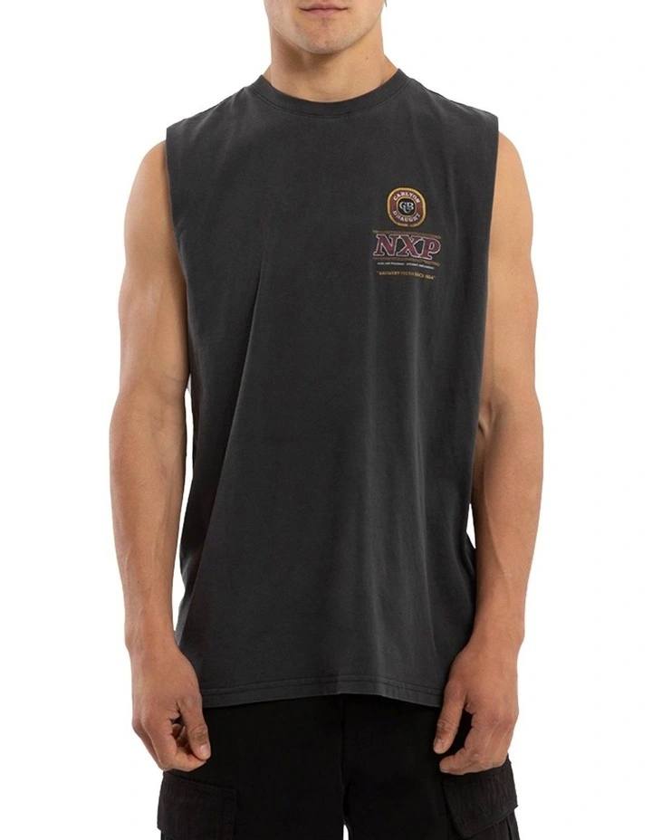 Comical Relaxed Muscle Singlets in Black image 2