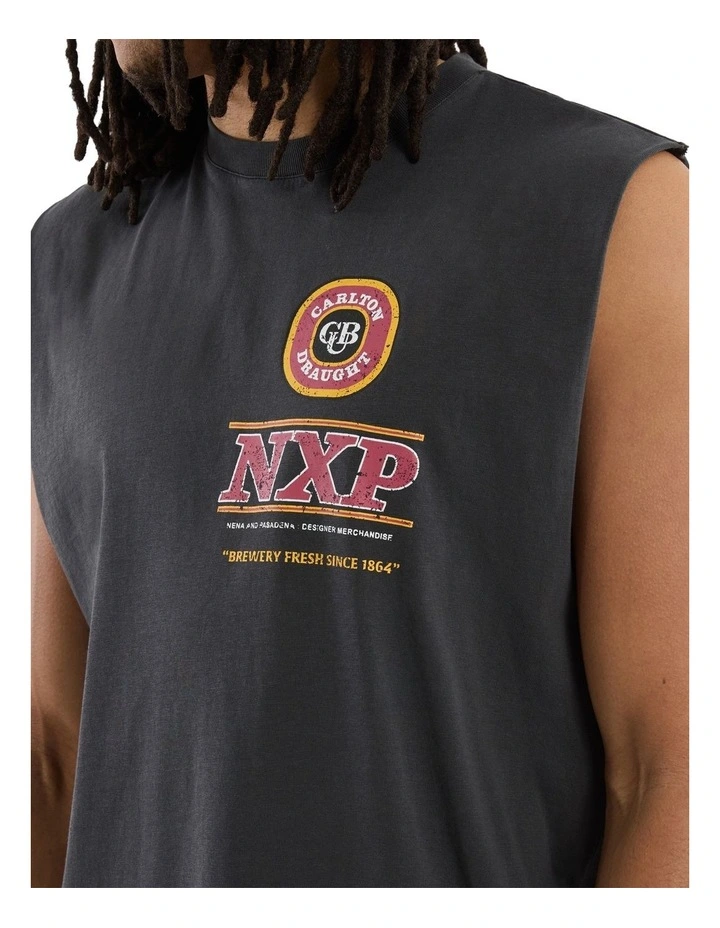 Comical Relaxed Muscle Singlets in Black image 3