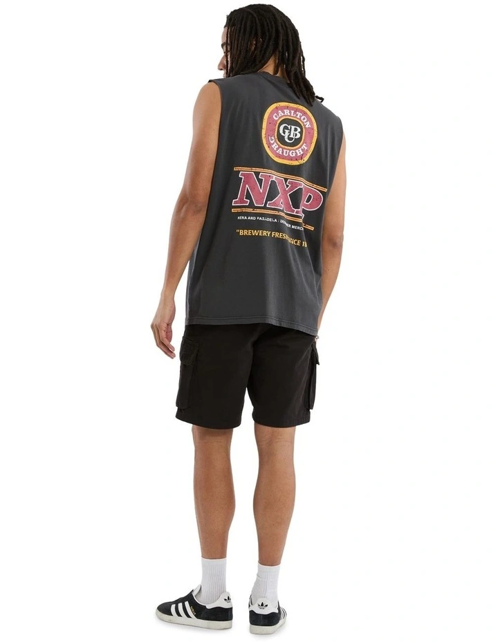 Comical Relaxed Muscle Singlets in Black image 4