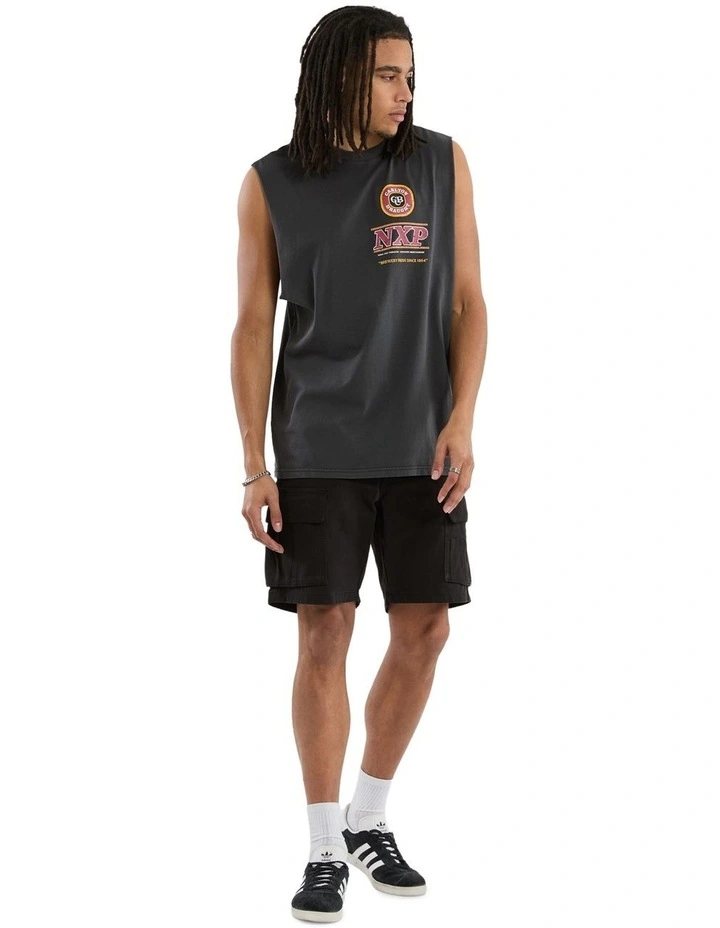 Comical Relaxed Muscle Singlets in Black image 5