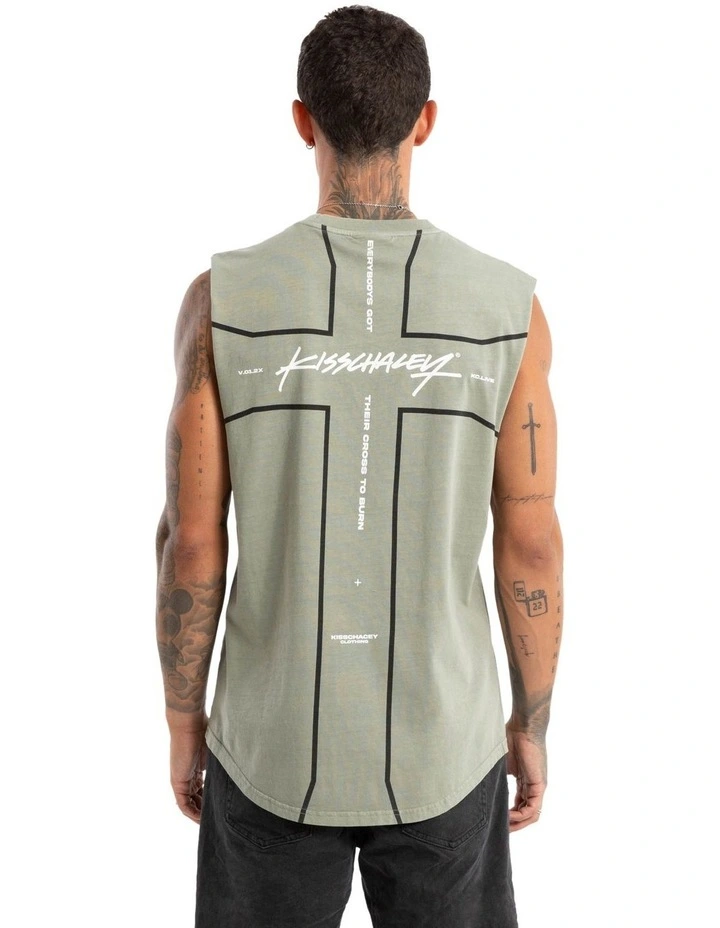 Playback Dual Curved Muscle Tank Top in Grey image 1