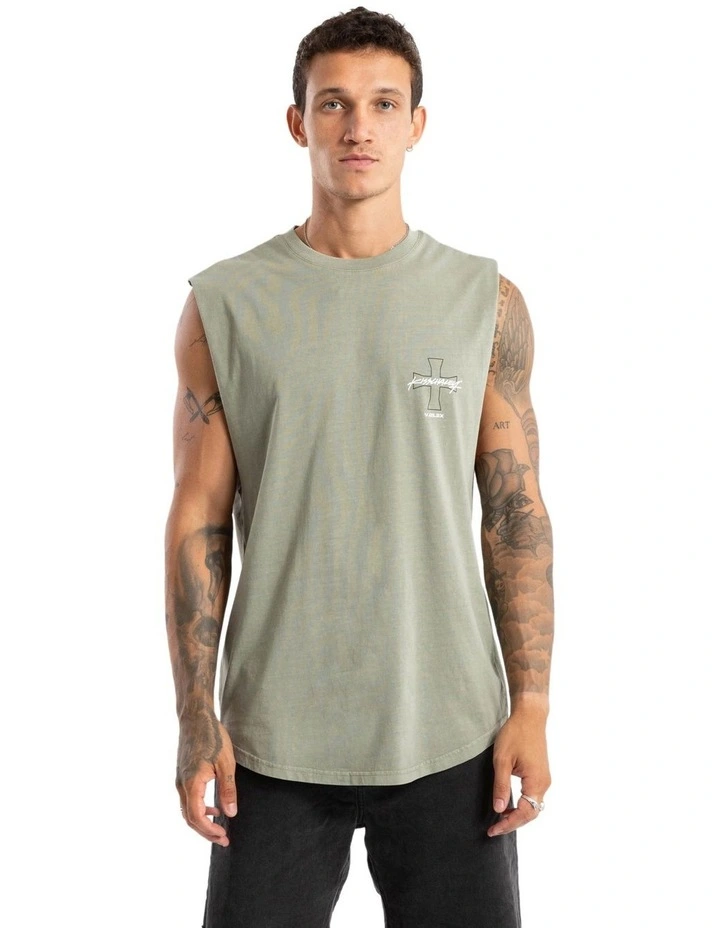 Playback Dual Curved Muscle Tank Top in Grey image 2