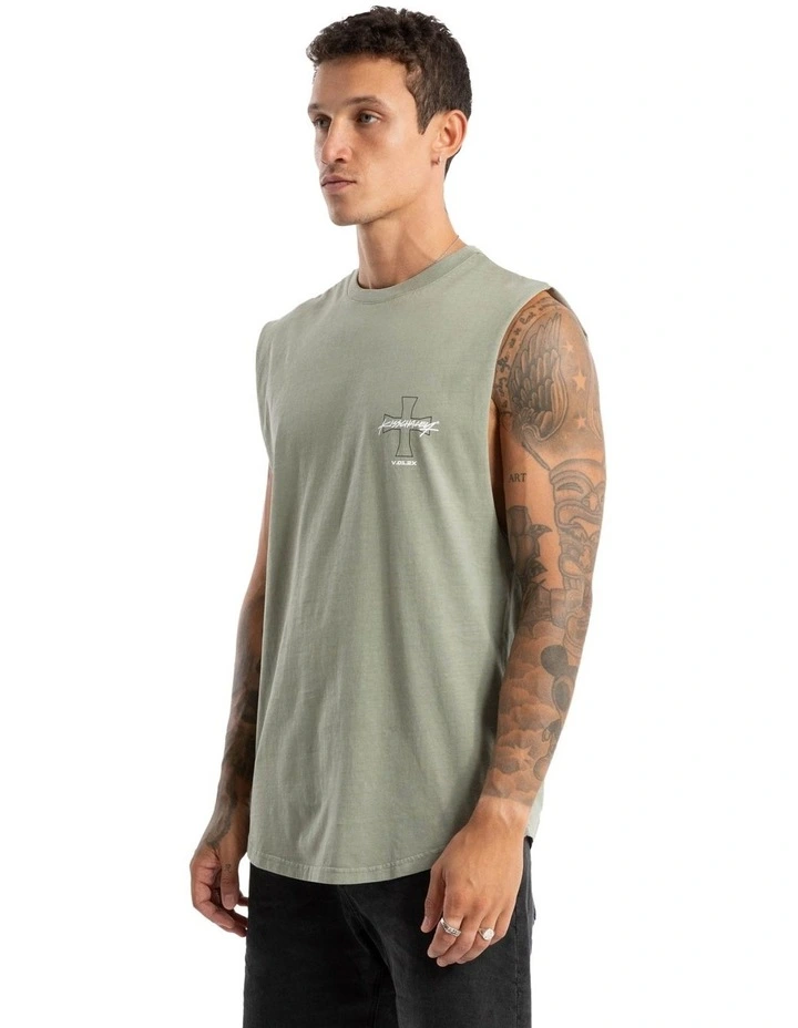 Playback Dual Curved Muscle Tank Top in Grey image 5