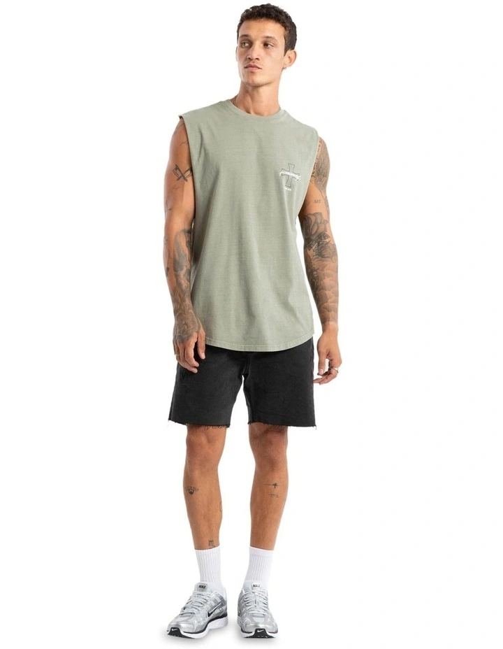 Playback Dual Curved Muscle Tank Top in Grey image 6