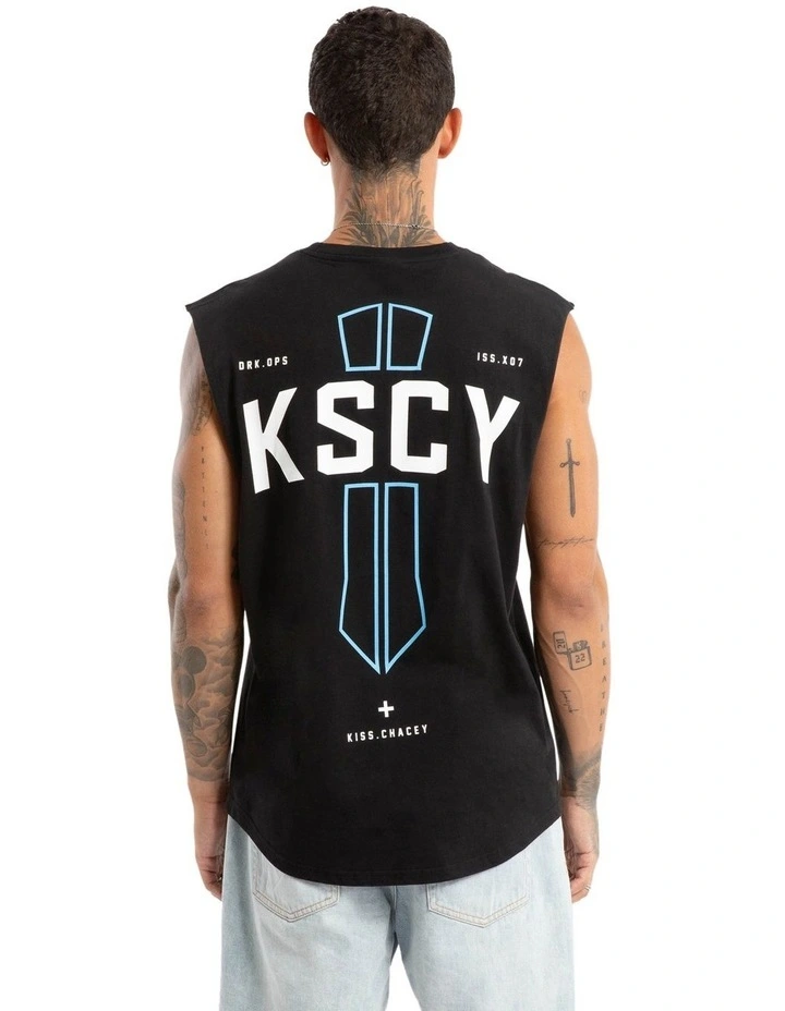 Spray Dual Curved Muscle Tank Top in Jet Black image 1