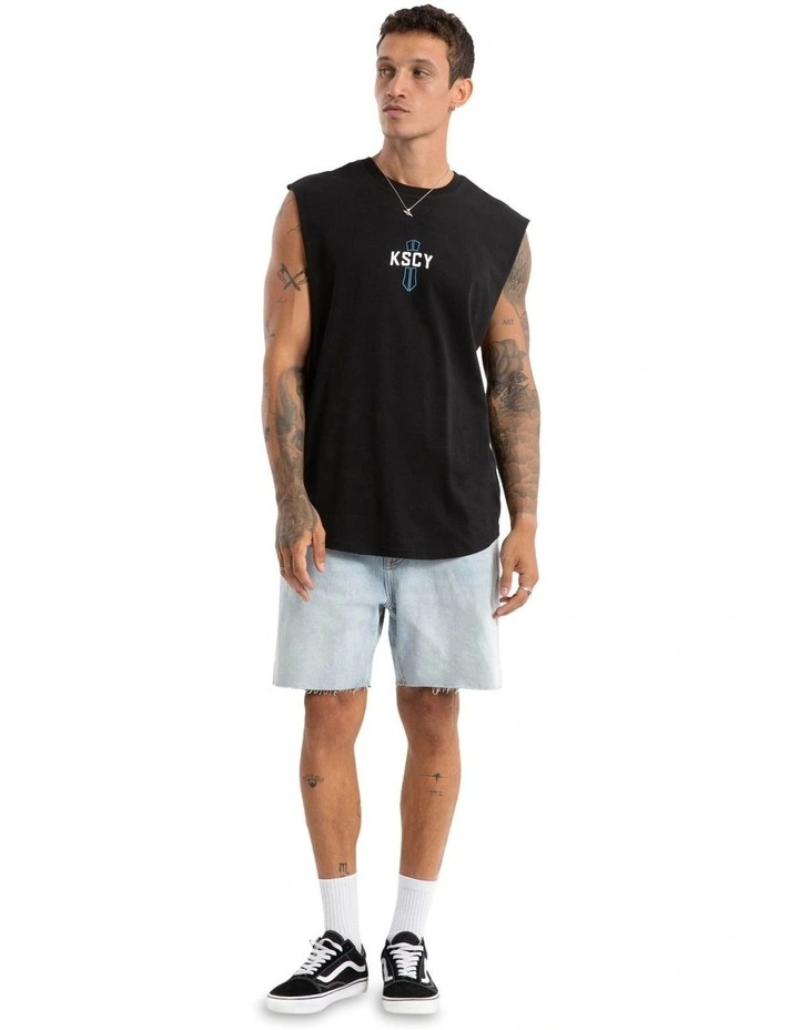 Spray Dual Curved Muscle Tank Top in Jet Black image 5