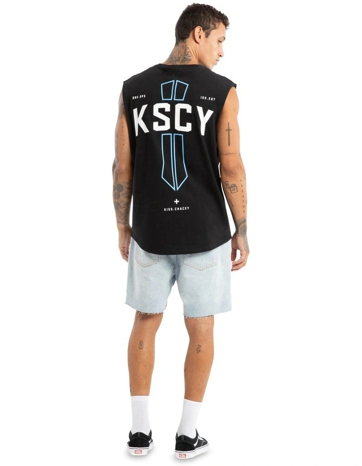 Spray Dual Curved Muscle Tank Top in Jet Black image 6