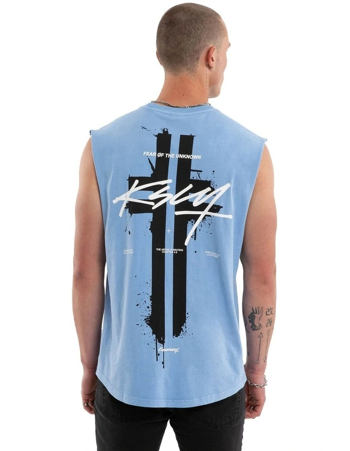 Letdown Dual Curved Muscle Tee in Pigment Vista Blue image 1