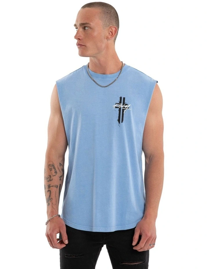 Letdown Dual Curved Muscle Tee in Pigment Vista Blue image 2