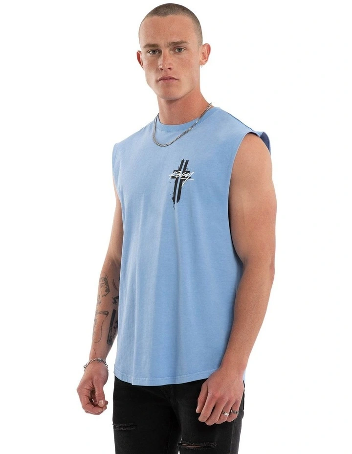 Letdown Dual Curved Muscle Tee in Pigment Vista Blue image 3