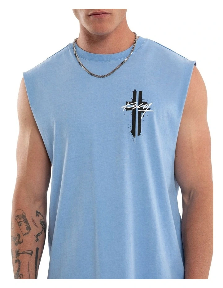 Letdown Dual Curved Muscle Tee in Pigment Vista Blue image 4