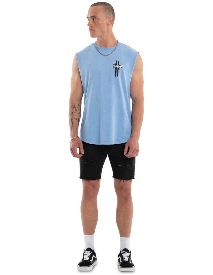 Letdown Dual Curved Muscle Tee in Pigment Vista Blue image 6