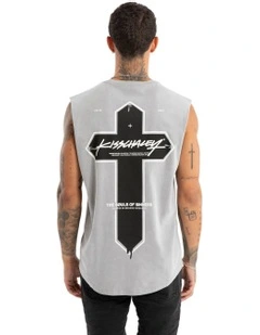 Tombstone Dual Curved Muscle Tee in Pigment Alloy