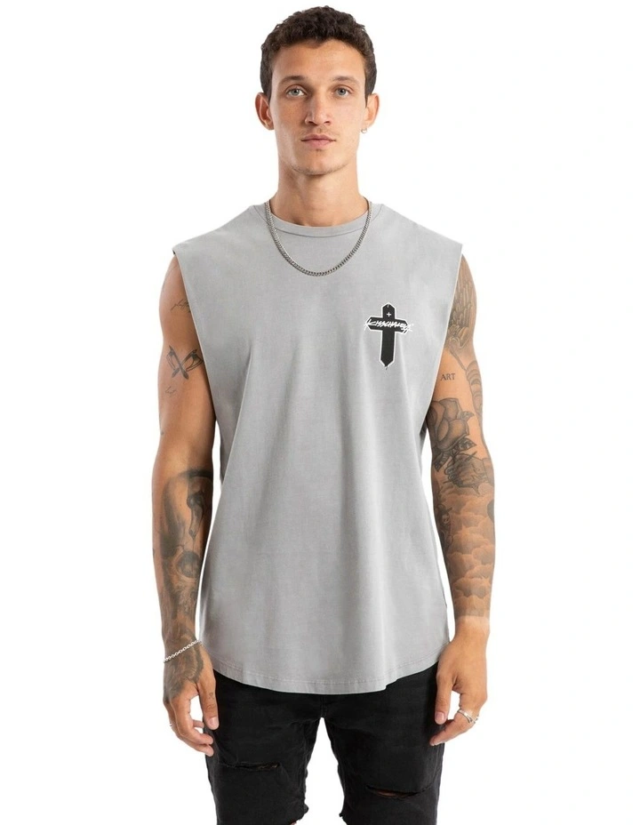 Tombstone Dual Curved Muscle Tee in Pigment Alloy image 2