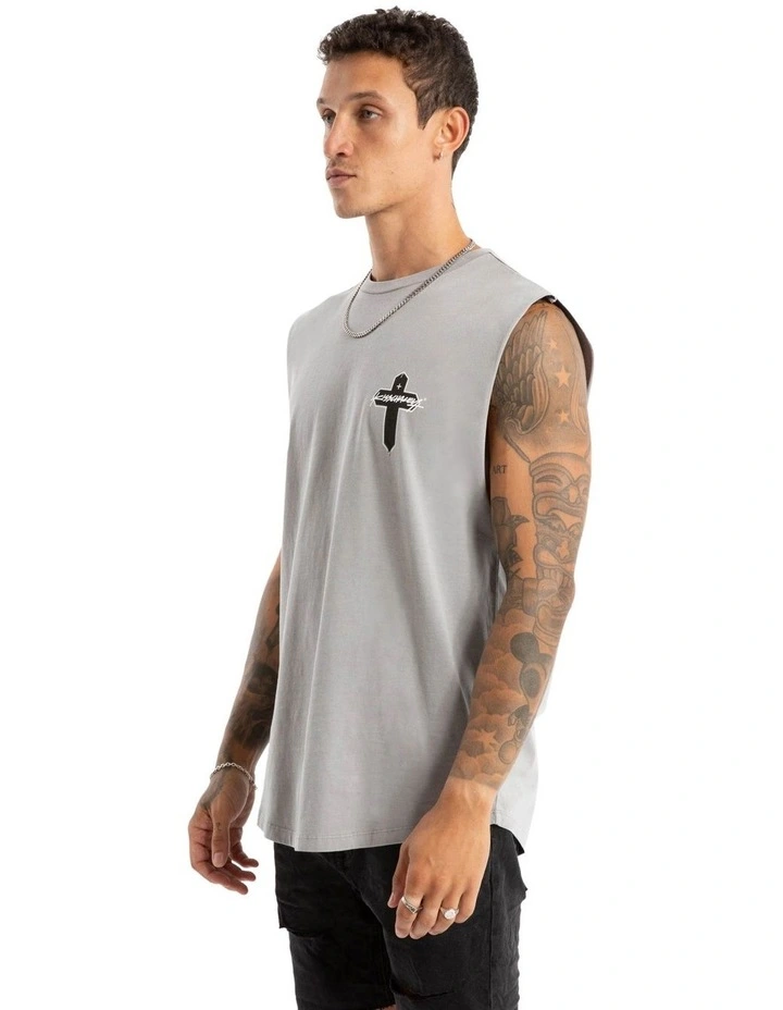 Tombstone Dual Curved Muscle Tee in Pigment Alloy image 3