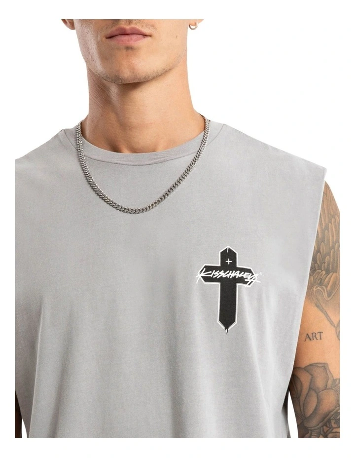 Tombstone Dual Curved Muscle Tee in Pigment Alloy image 4