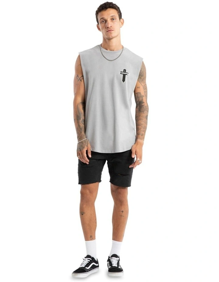 Tombstone Dual Curved Muscle Tee in Pigment Alloy image 5