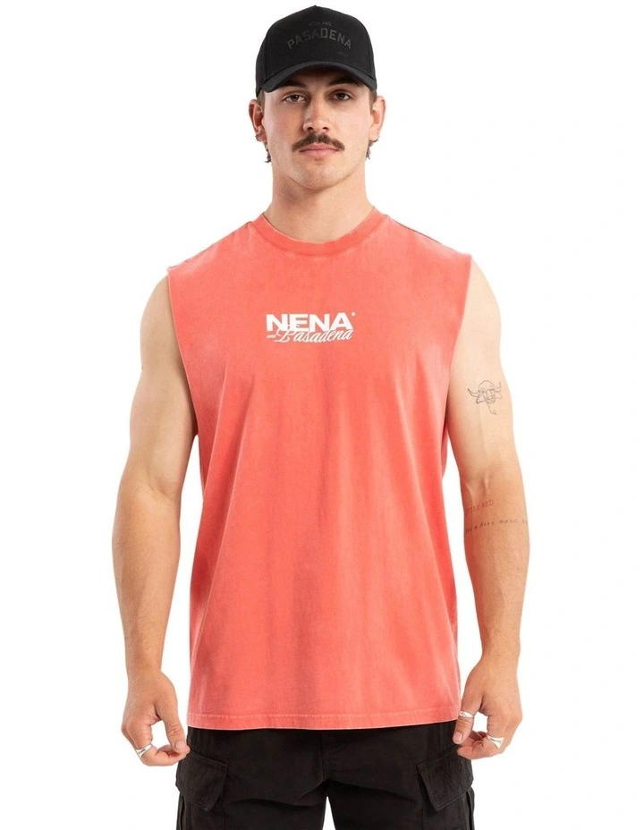 Demand Relaxed Muscle Tee in Acid Wash Cayenne image 2