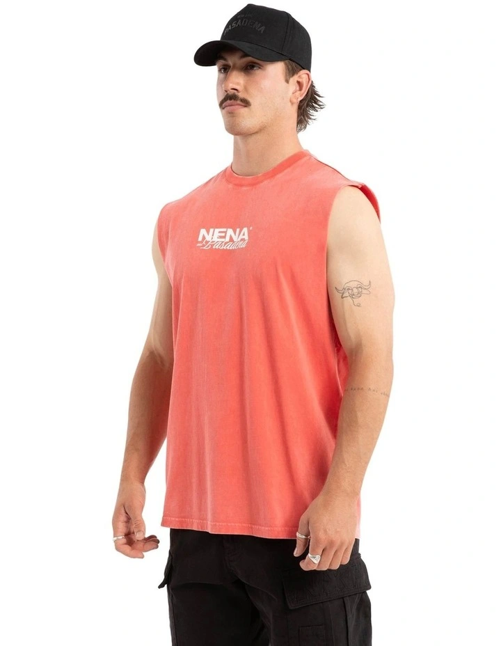 Demand Relaxed Muscle Tee in Acid Wash Cayenne image 3