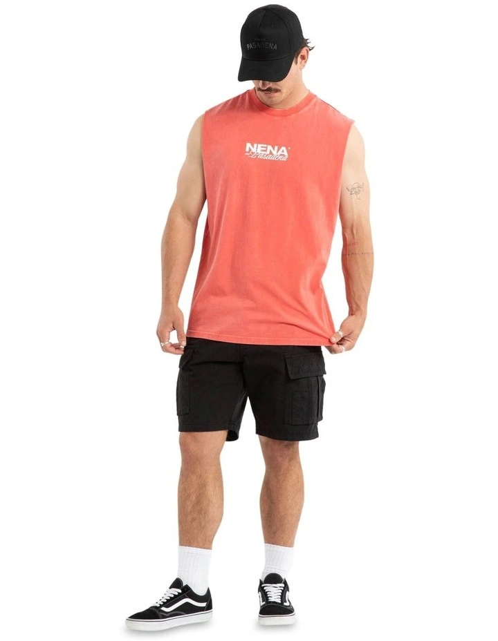 Demand Relaxed Muscle Tee in Acid Wash Cayenne image 6