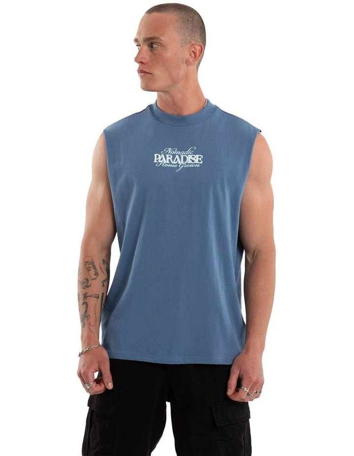 Home Grown Street Muscle T-shirt in Blue image 2