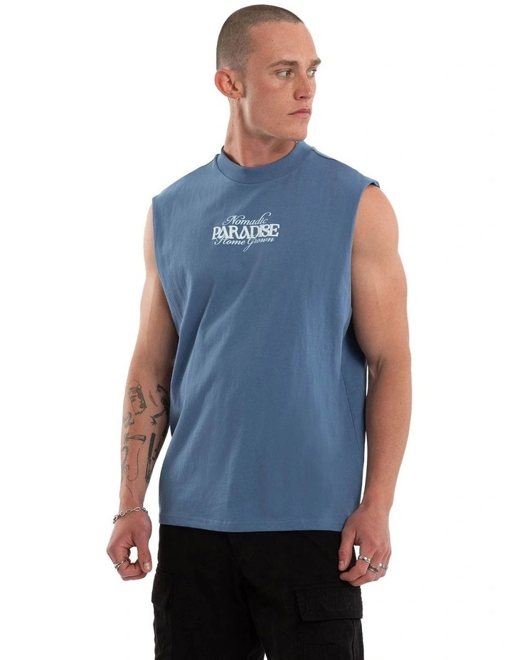 Home Grown Street Muscle T-shirt in Blue image 3