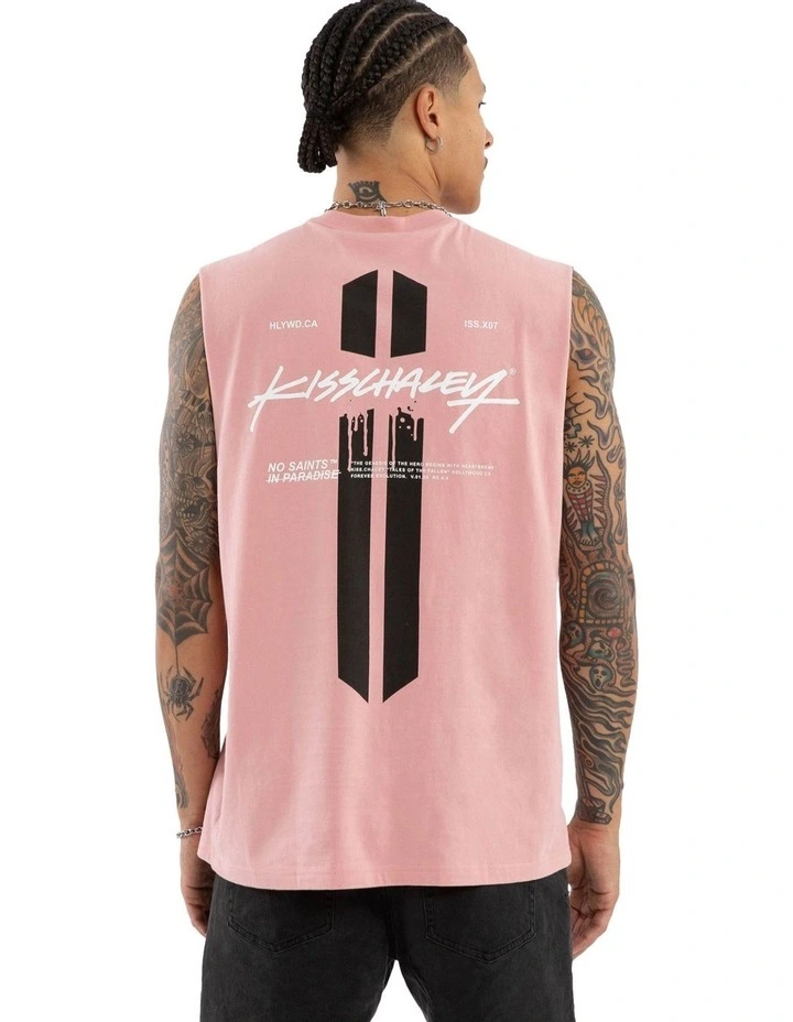 Pillar Relaxed Muscle Tee in Pink image 1