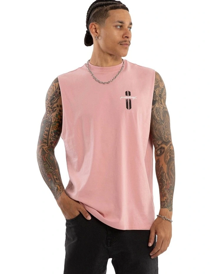 Pillar Relaxed Muscle Tee in Pink image 2