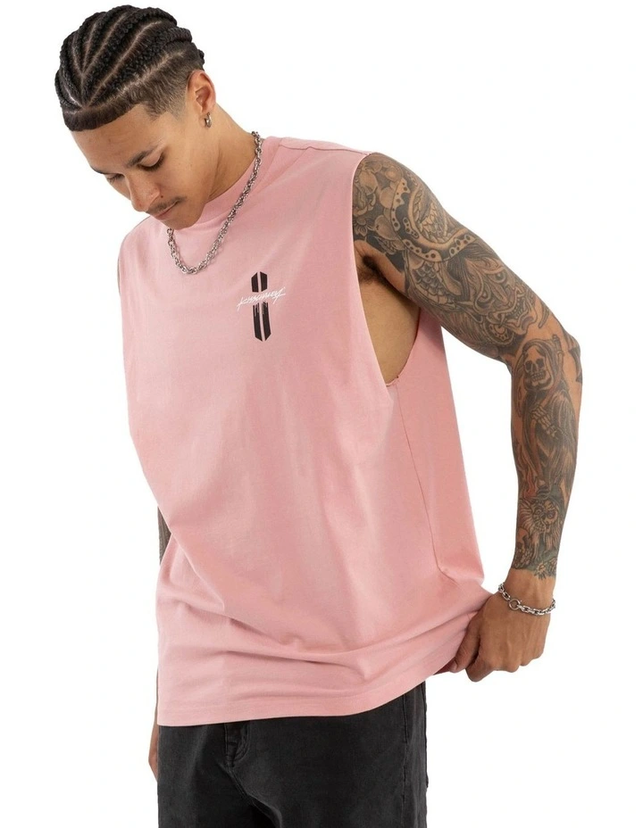 Pillar Relaxed Muscle Tee in Pink image 3