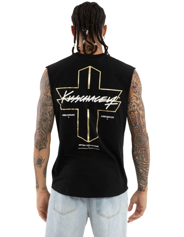 Forever Dual Curved Muscle Tee in Black image 1