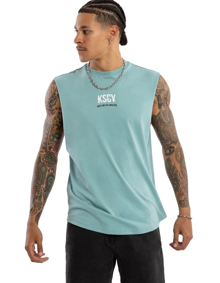Story Dual Curved Muscle Tee in Green image 2