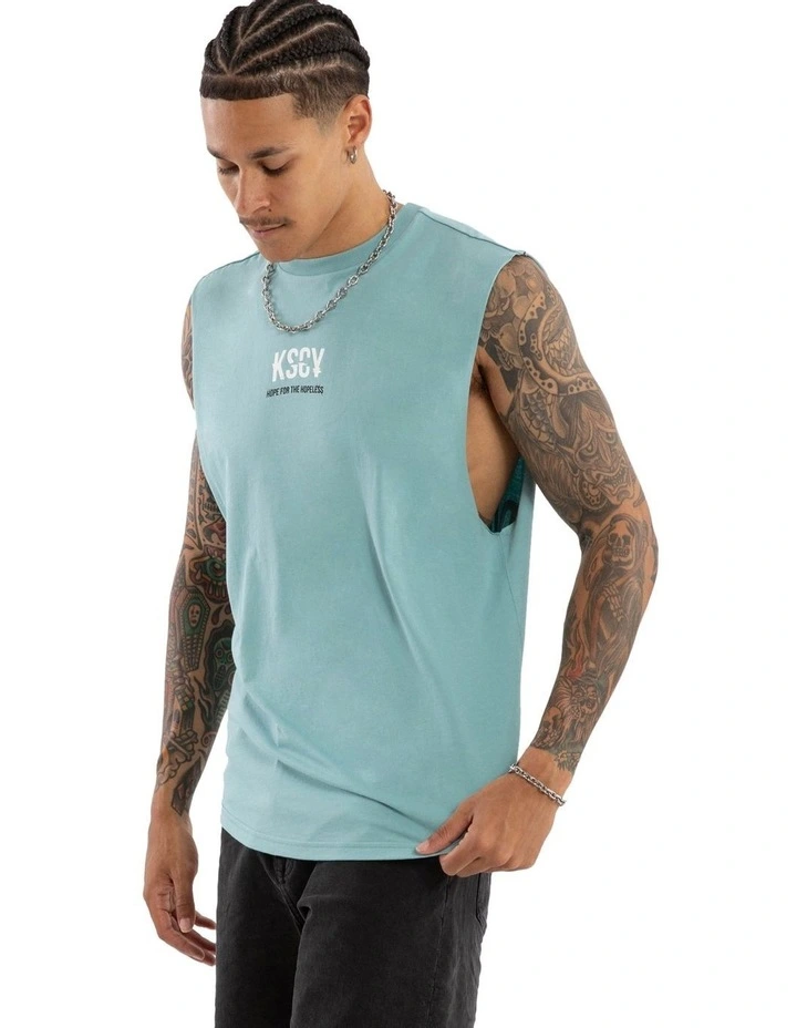 Story Dual Curved Muscle Tee in Green image 3
