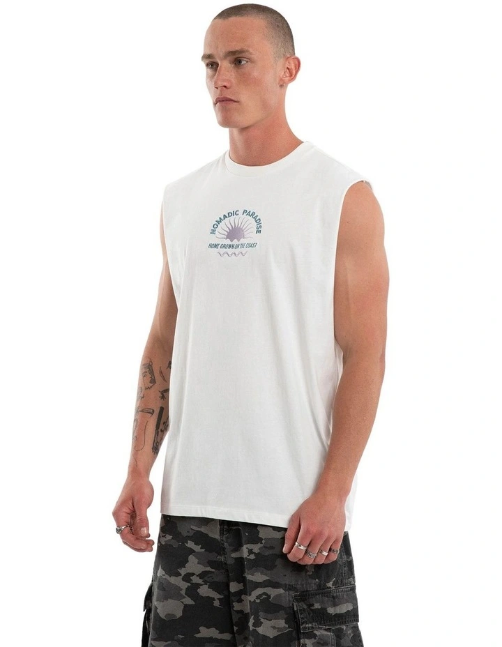 Seashore Relaxed Muscle T- shirt in White image 3