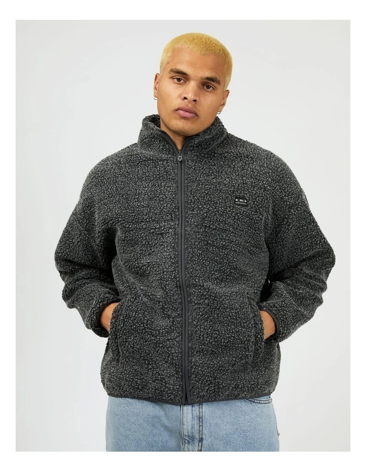 Melange Polar Jacket in Charcoal image 1