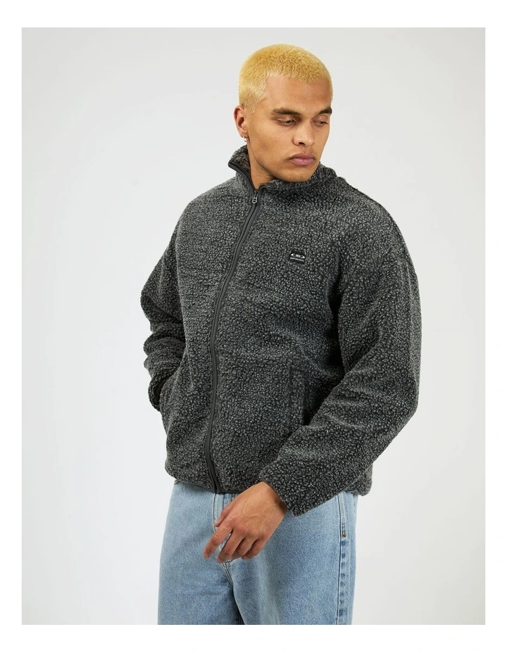 Melange Polar Jacket in Charcoal image 3