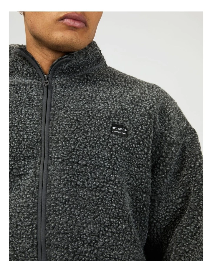 Melange Polar Jacket in Charcoal image 4