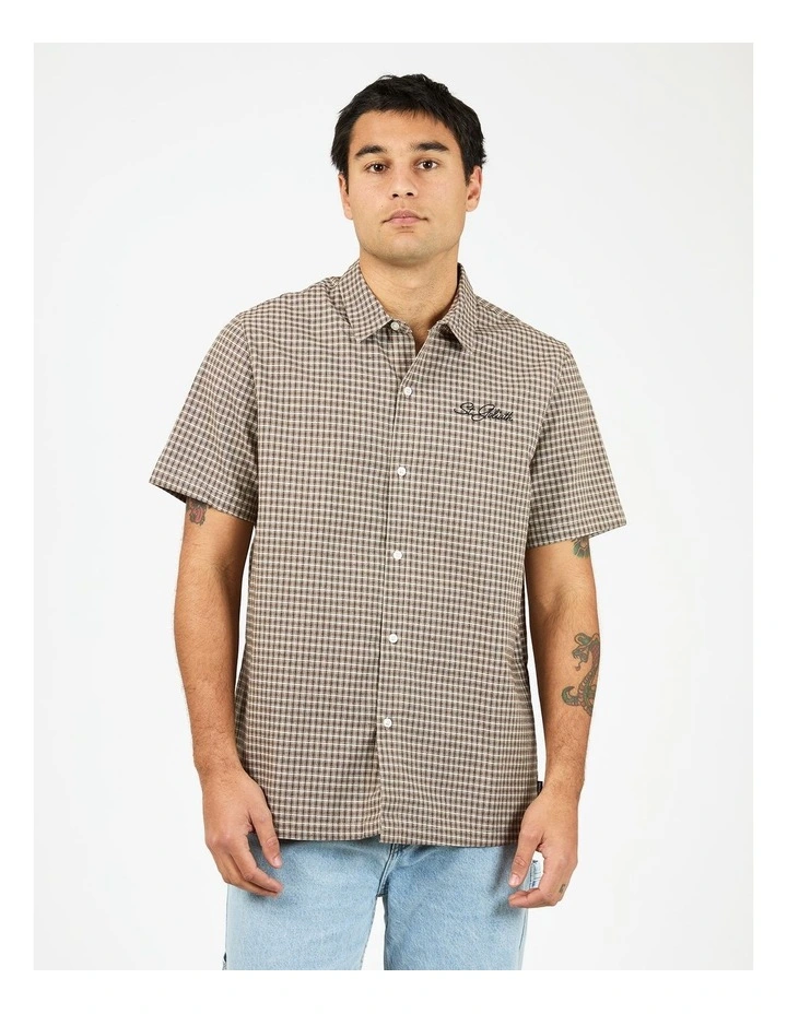 Steps Check Short Sleeve Shirt in Brown image 1