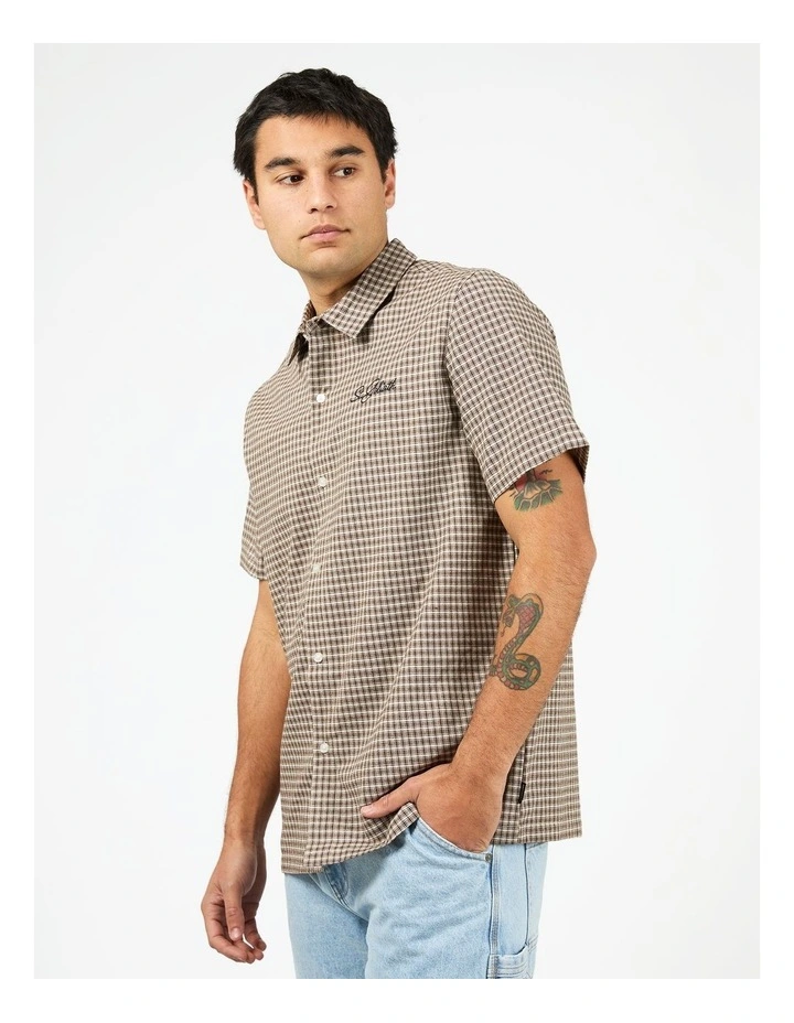 Steps Check Short Sleeve Shirt in Brown image 3