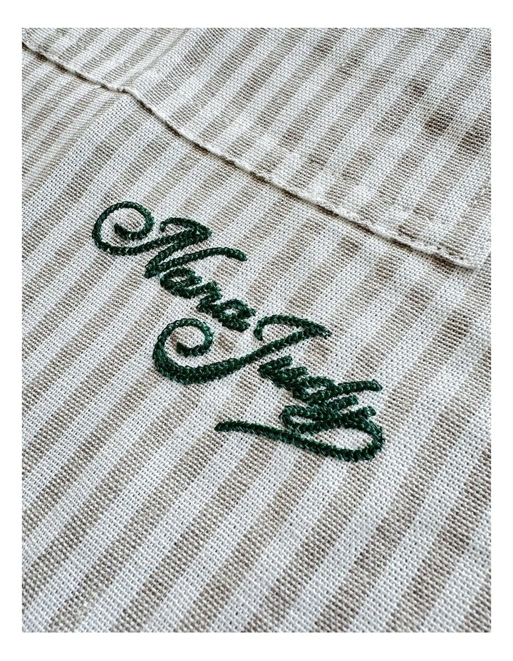 Theo Short Sleeve Shirt in Beige/Bone Stripe image 6