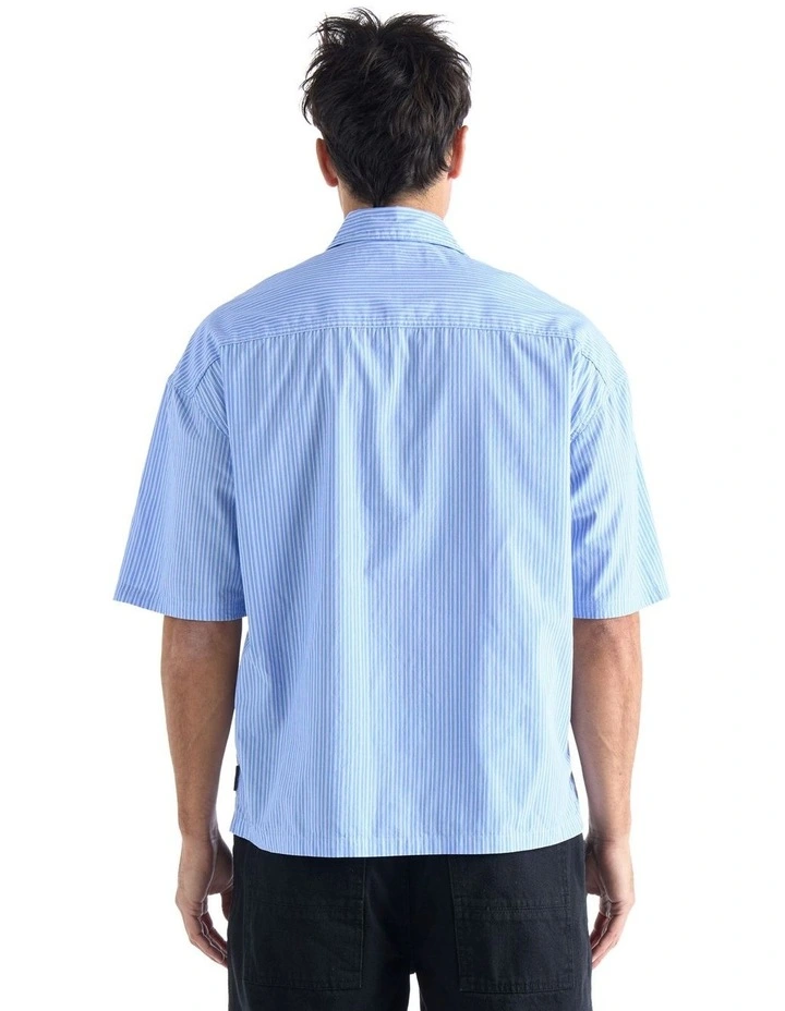 Classic Short Sleeve Shirt in Blue/White Stripe image 2