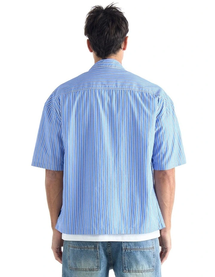 Heritage Short Sleeve Shirt in Blue, White/Navy Multi Stripe image 2